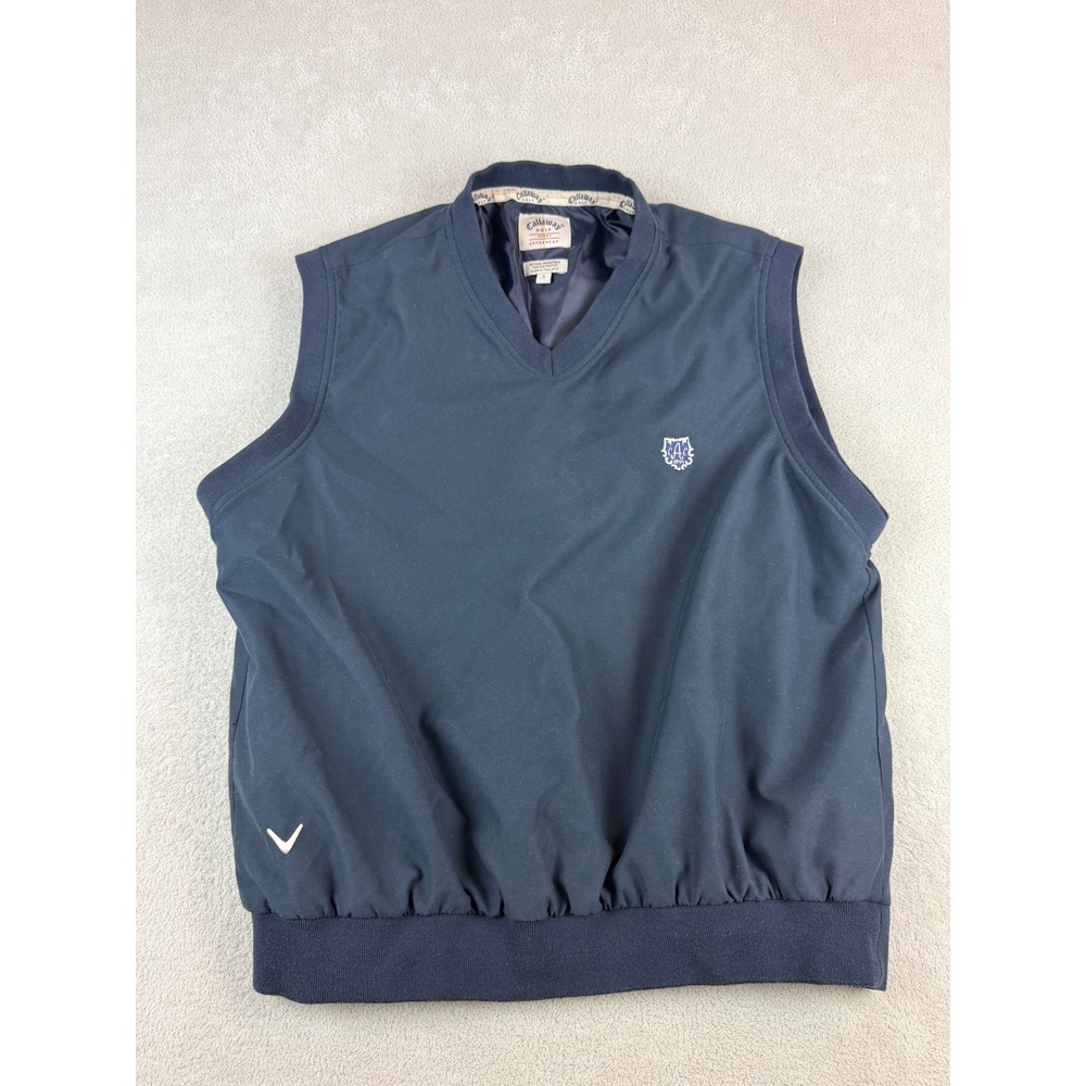 Callaway‎ Golf Men's Small V Neck Lined Vest Navy Blue Augusta Country Club